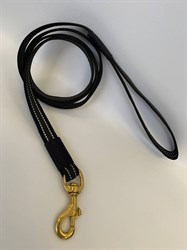 Поводок для собак прорезиненный светоотражающий 20мм*1,5м черный карабин бронза - фото 13813