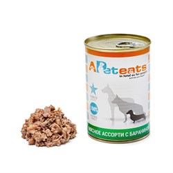 Влажный корм для собак PetEats мясное ассорти с Бараниной 400 г - фото 14732