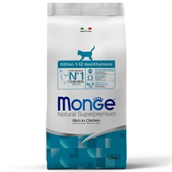 Сухой корм для котят MONGE до 12 месяцев с Курицей 1,5 кг - фото 16487