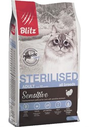 Сухой корм для кошек BLITZ STERILIZED Стерилизованных с Индейкой, 2кг - фото 16974