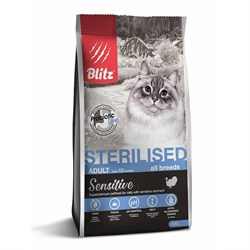 Сухой корм для кошек BLITZ STERILIZED Стерилизованных с Индейкой, 400г - фото 16978