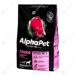 Сухой корм для собак AlphaPet для щенков крупных пород с 6-1,5мес Говядина/рис 3кг - фото 17915