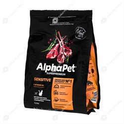 Сухой корм для кошек AlphaPet для кошек с чувствительным пищеварением Ягненок 0,4кг - фото 17920