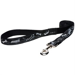 Поводок для собак Rogz ARMED RESPONSE 25мм*120см, черный с косточками - фото 5636