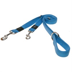 Поводок перестежка для собак Rogz FANBELT 20 мм Дл 1,0-1,3-1.6 м, голубой - фото 5890